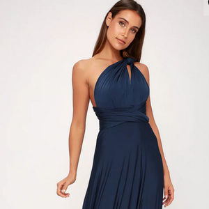 Always Stunning Convertible Navy Blue Maxi Dress